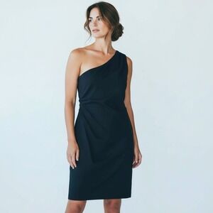 Banana Republic Monogram‎ One Shoulder Ruched Sheath Dress NWT sz 8 Navy NEW